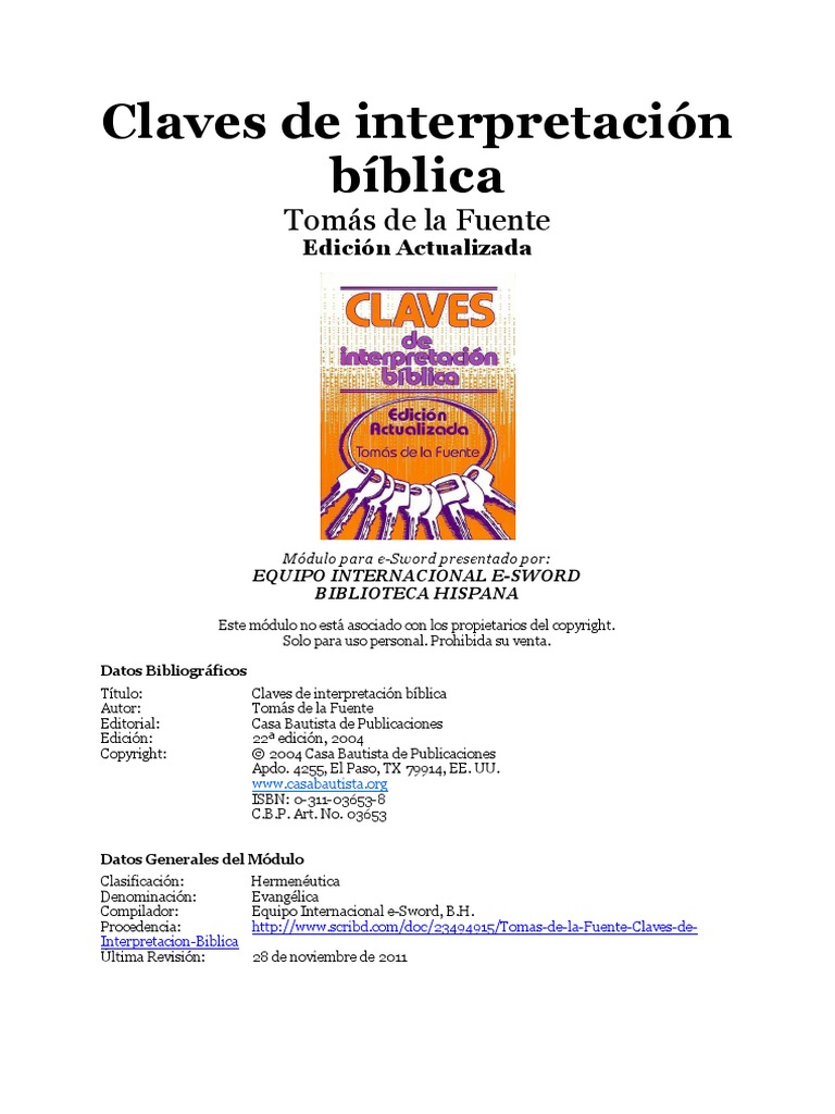 Claves de Interpretación Bíblica PDF Biblia Dogma