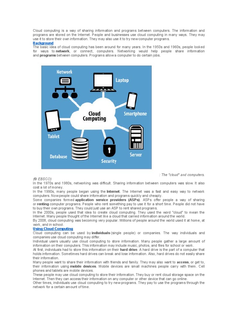 Cloud Computing Is A Way of Sharing Information and Programs Between ...