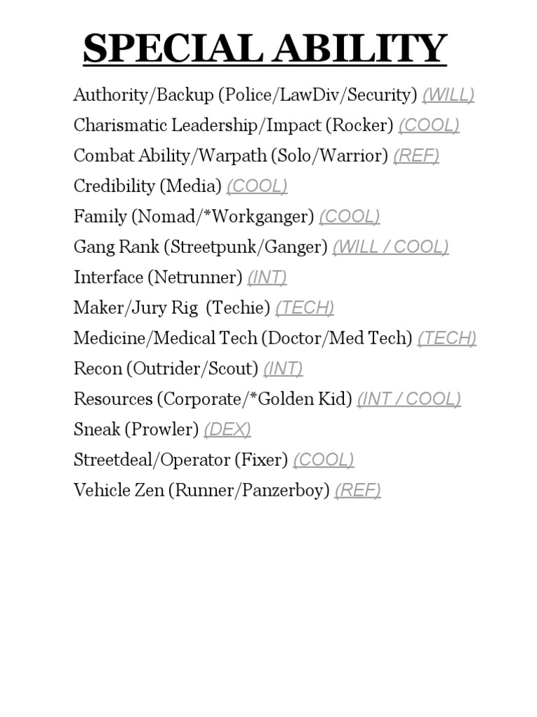 Master Skills List PDF