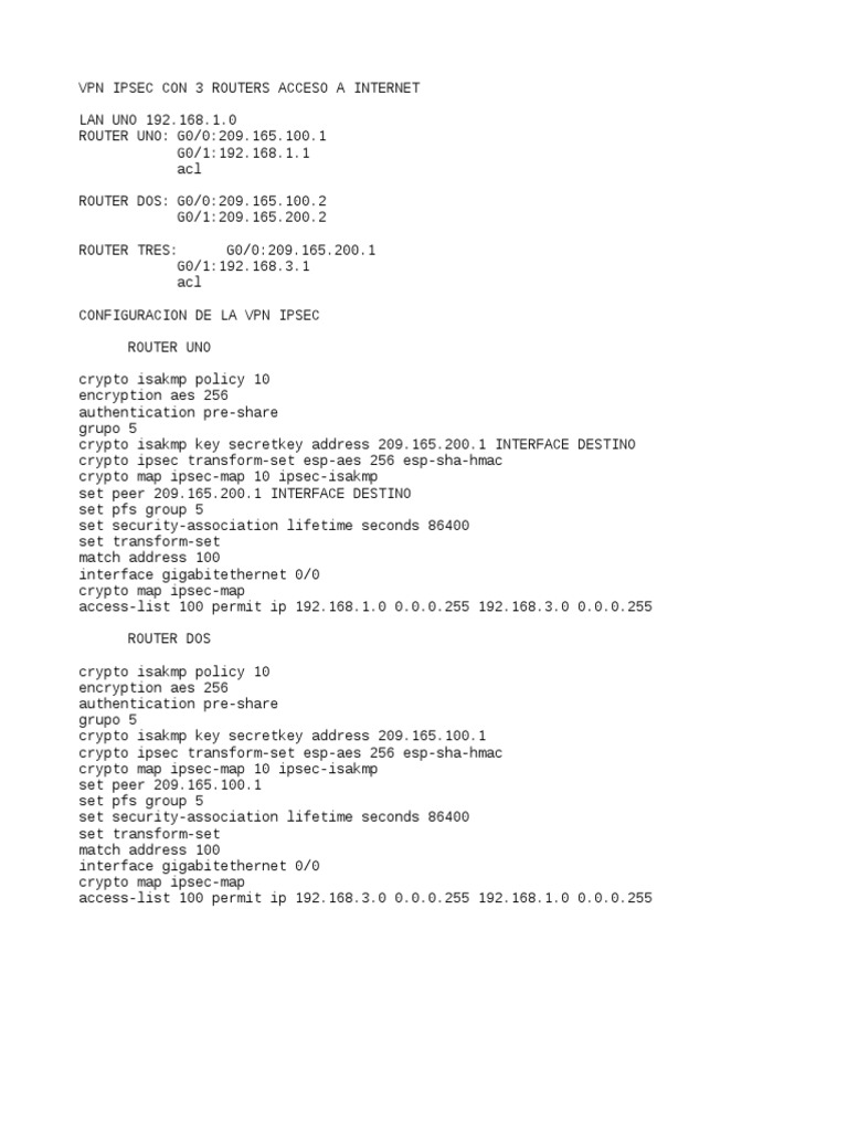 IPsec VPN Configuration for Routers | PDF