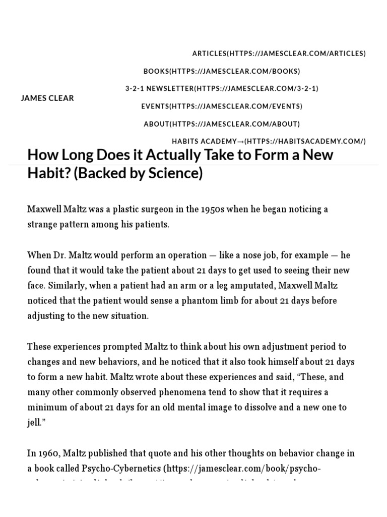How Long Does It Take To Form A Habit Backed by Science PDF Habits