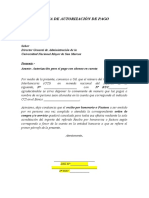 Carta de Autorización de Pago UNMSM