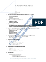 Plan Anual SST Empresa Xyz S.A.C: Documento Elaborado Por Ledgard Dennis Artaza Briceño - Febrero 2021