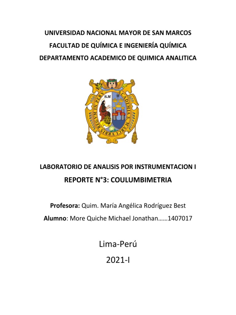 COULOMBIMETRIA PDF Química Valoración