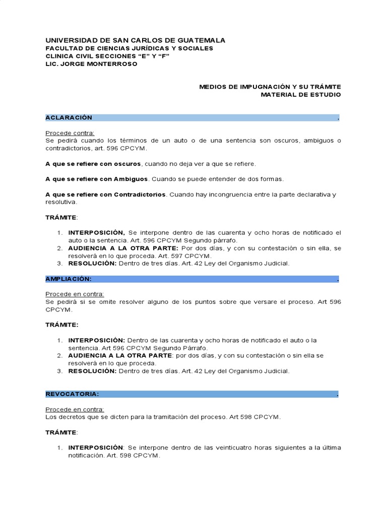 Medios de Impugnación en Derecho Civil | PDF | Sentencia (ley) | Apelación