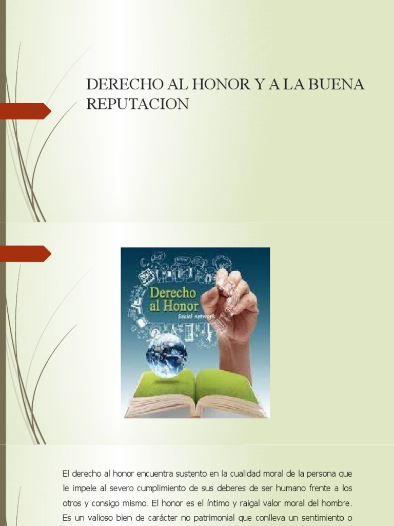Derecho Al Honor y A La Buena Reputacion | PDF | Derechos de autor | Autor