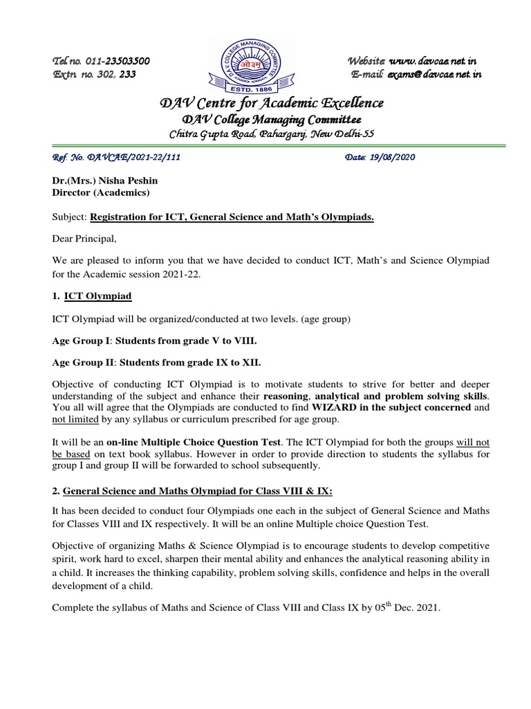 ICT Olympiad Registration Details 2021-22 | PDF | Computer Network ...