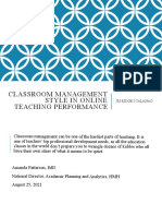 Classroom Management Style in Online Teaching Performance: JM Ridge I.Calanao