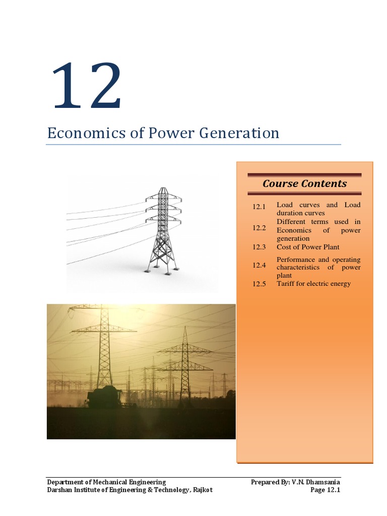 Economics of Power Generation Overview | PDF | Depreciation | Power Station