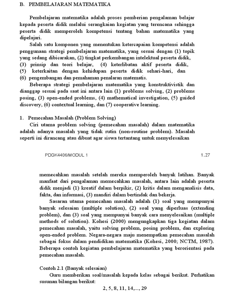 Pdgk4406 Pembelajaran Matematika Sd Pdf