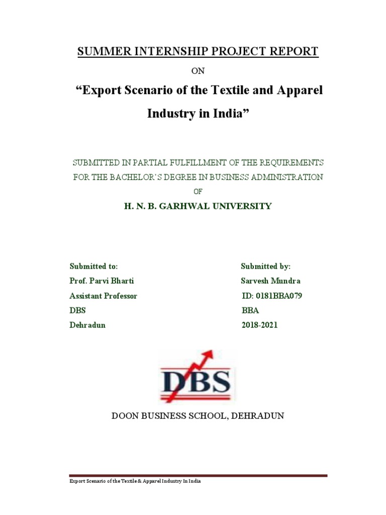 IIP Report Export Scenario of The Textile and Apparel Industry in