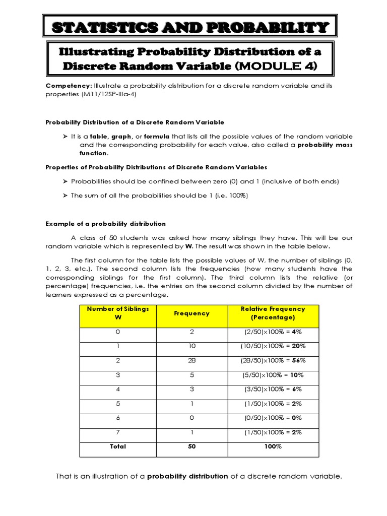 Modeling Probability Distributions of Discrete Random Variables | PDF ...