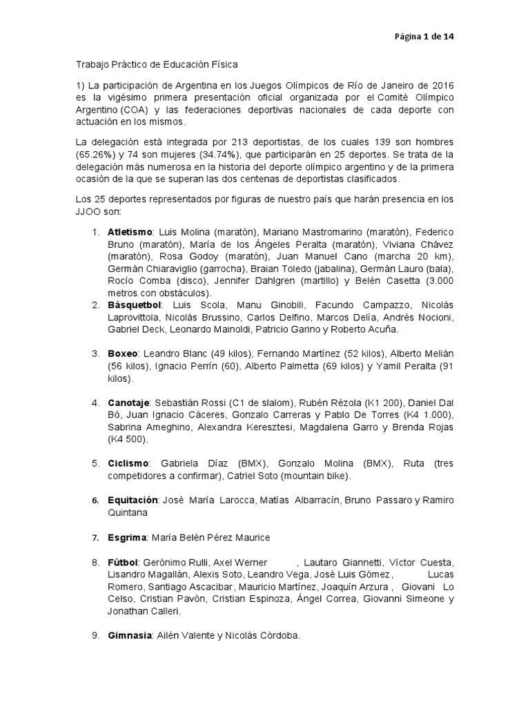 Trabajo Práctico de Educación Física | PDF | Deporte del atletismo ...