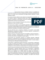 Protocolo Sanitario de Prevencion Covid-19 – Elecciones Nacionales 2021