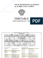Timetable: Birla Institute of Technology & Science Pilani, K. K. Birla Goa Campus
