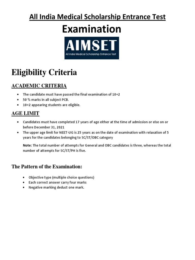 Examination Eligibility Criteria PDF