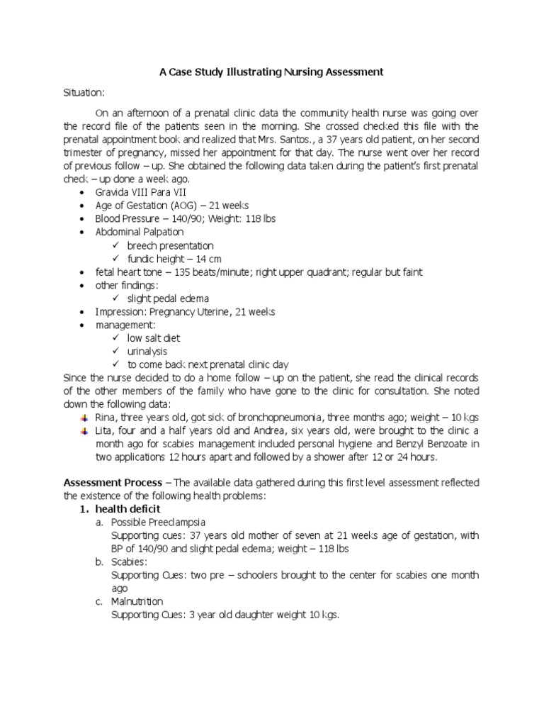 Nursing Assessment Case Study Analysis | PDF | Nursing | Pregnancy