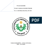 Tugas Mandiri Mata Kuliah: Bahasa Inggris Teknik: DOSEN: Drs. Ir. Abdul Hakim Butar-Butar, MT, PH.D