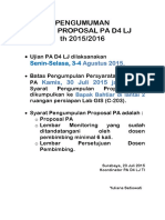 Pengumuman Proposal PA D4 LJ 2015