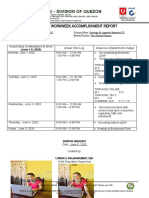 Individual Workweek Accomplishment Report: Deped - Division of Quezon