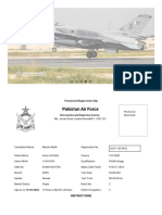 Pakistan Air Force: Provisional Regist Rat Ion Slip