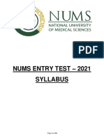 Introduction NUMS Entry Test Syllabus 2021