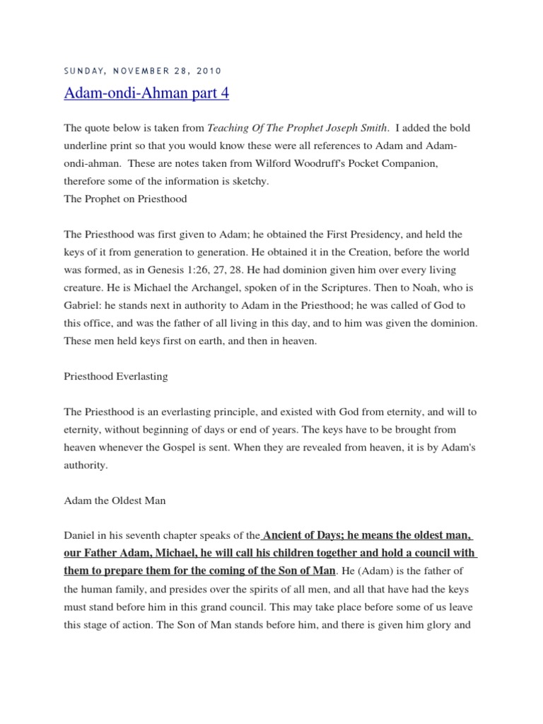 Adam Ondi Ahman | PDF | Adam | Jesus