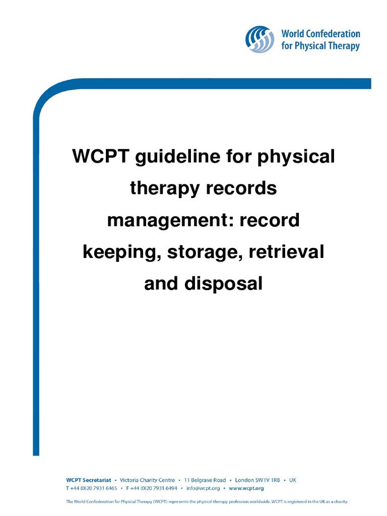 WCPT Guideline For Physical Therapy Records Management Record Keeping
