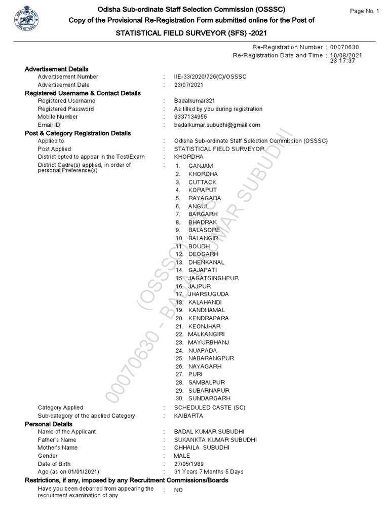 Registration Report | PDF