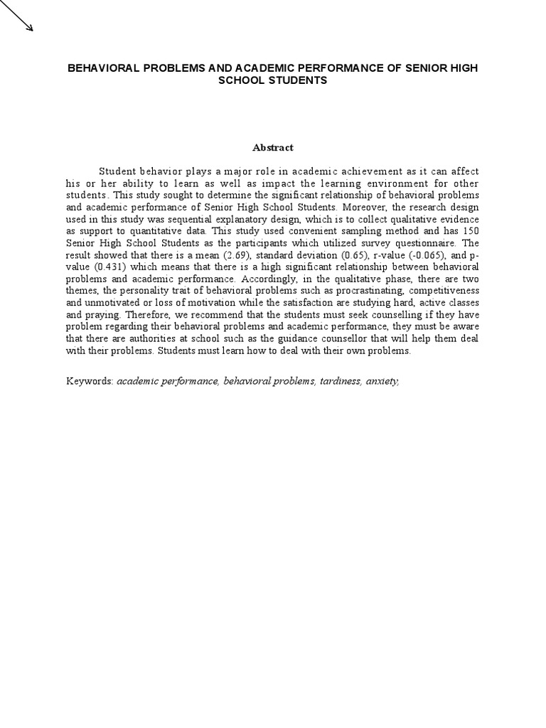 Behavioral Issues and Academic Performance | PDF | Survey Methodology ...