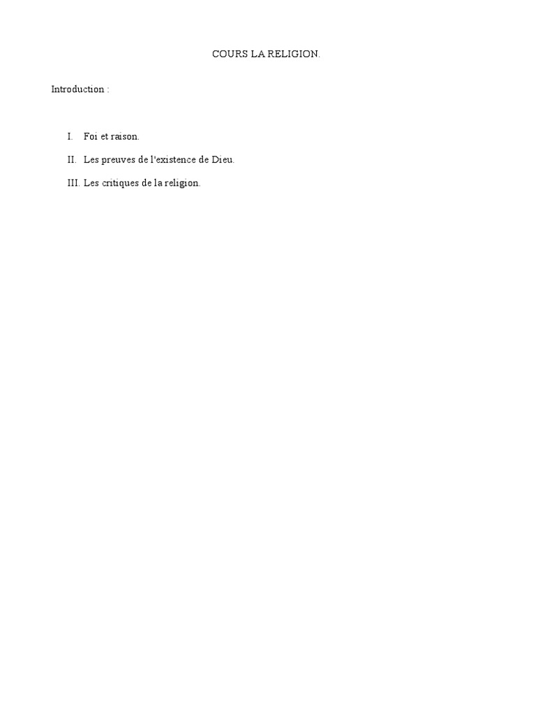 Cours sur la religion : foi et critiques | PDF | Sciences sociales ...