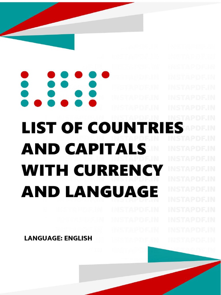 InstaPDF - in List of Countries and Capitals With Language 419 | PDF ...