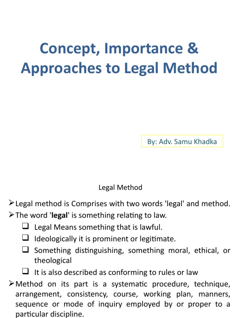 Concept Importance of Legal Method PDF Philosophical Theories
