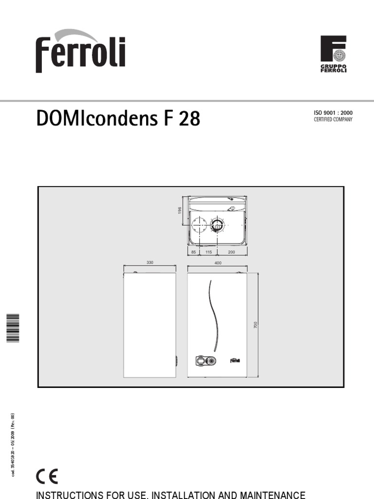 Ferroli DOMIcondensF28 Boiler Manual Water Heating Thermostat