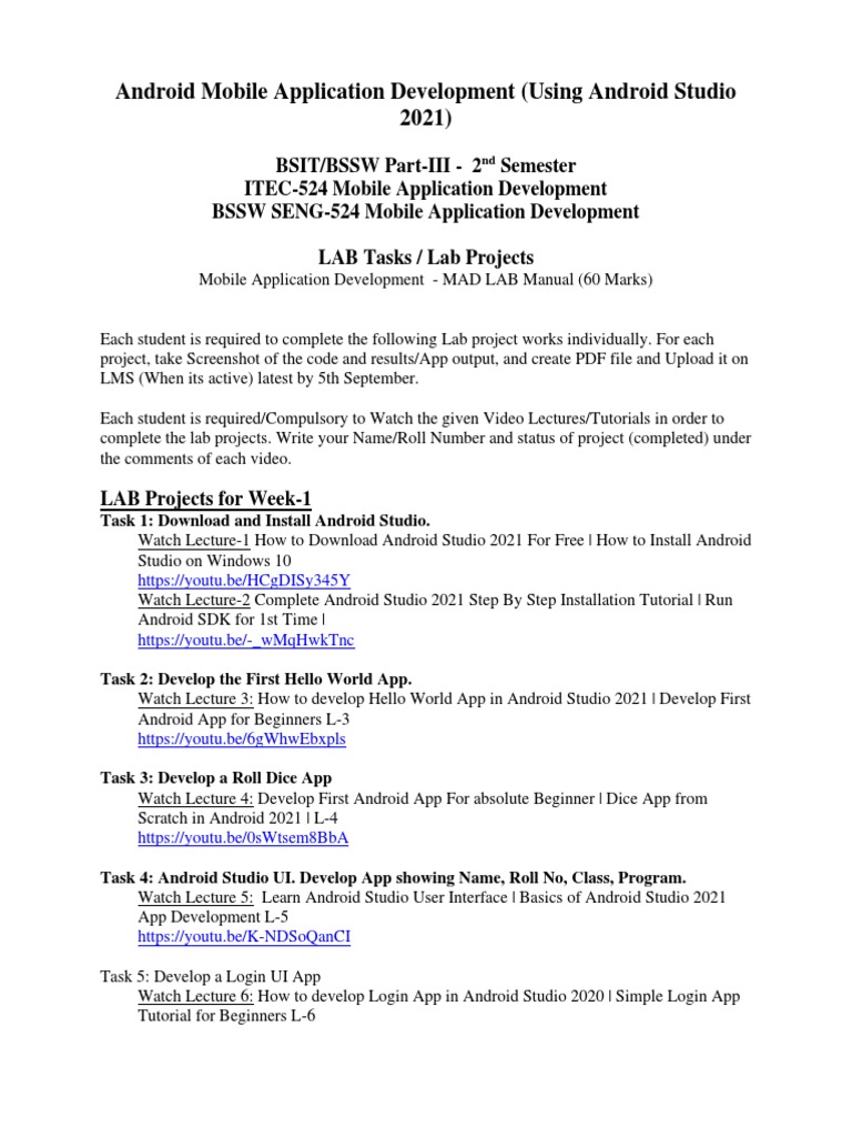 Android MAD Lab Manual PDF