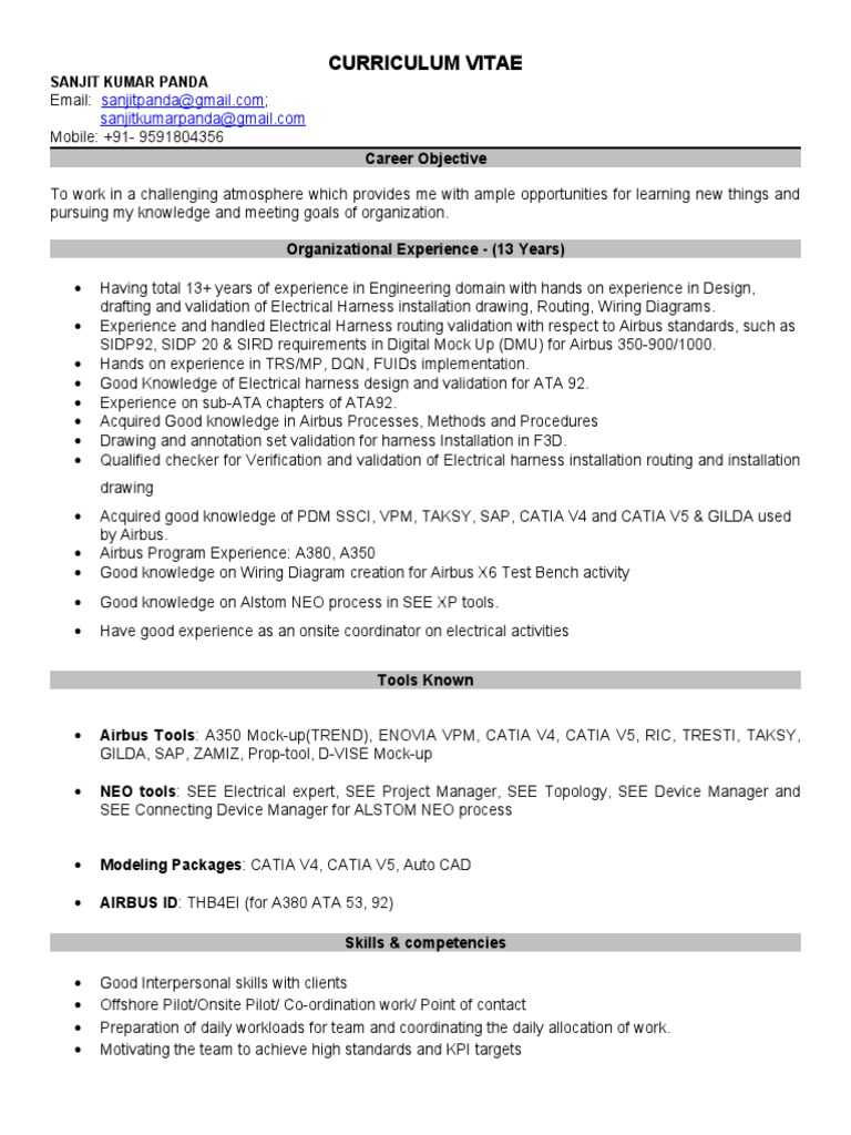 Sanjit Kumar Panda's Engineering CV | PDF | Xml
