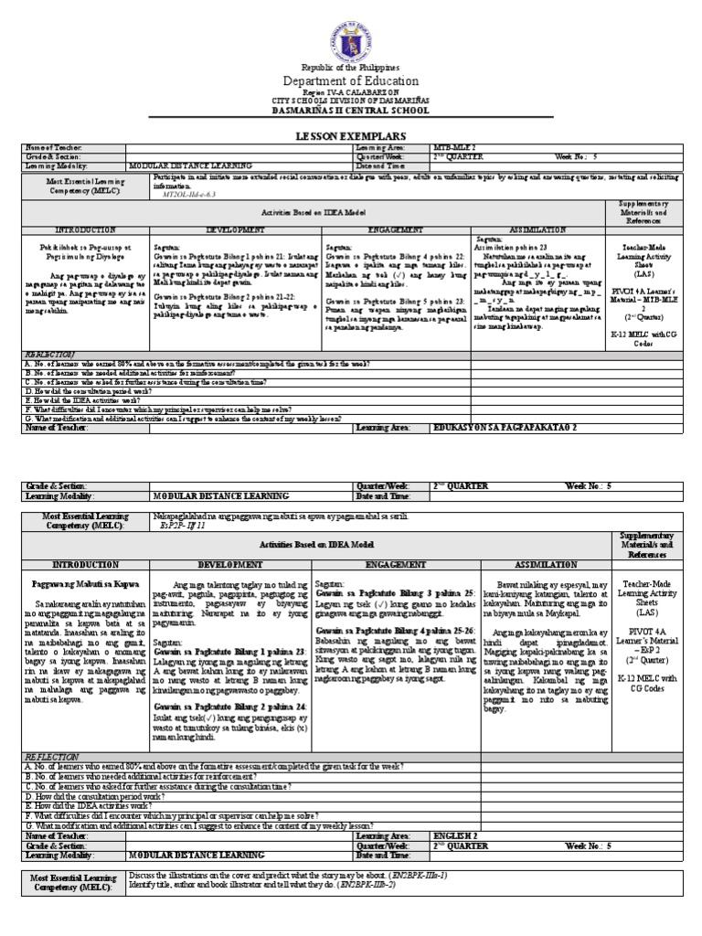 Lesson Exemplar 2nd QTR Week 5 | PDF