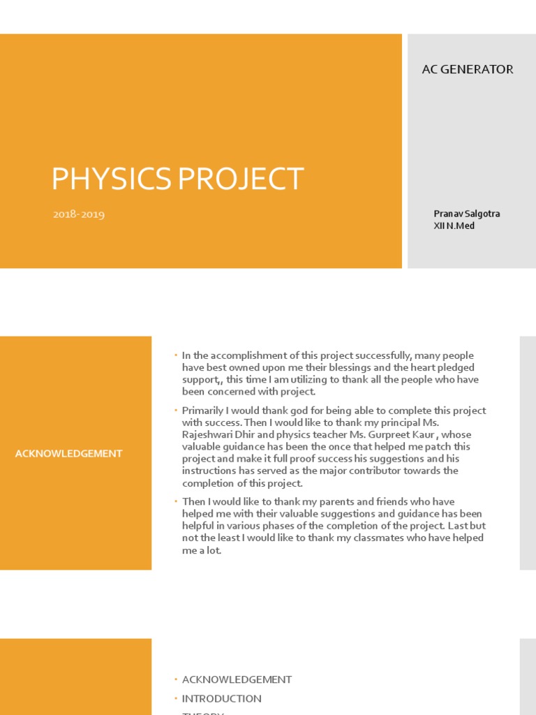 Physics Project: Ac Generator | PDF | Electric Generator | Inductor