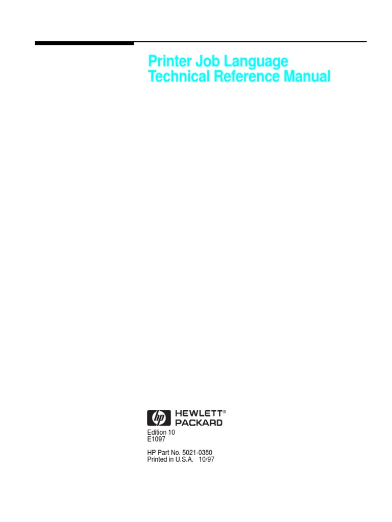 PJL Printer Job Language Tkref Technical Reference Manual PDF Ascii Printer