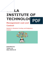 Birla Institute of Technology: Management Cost and Control