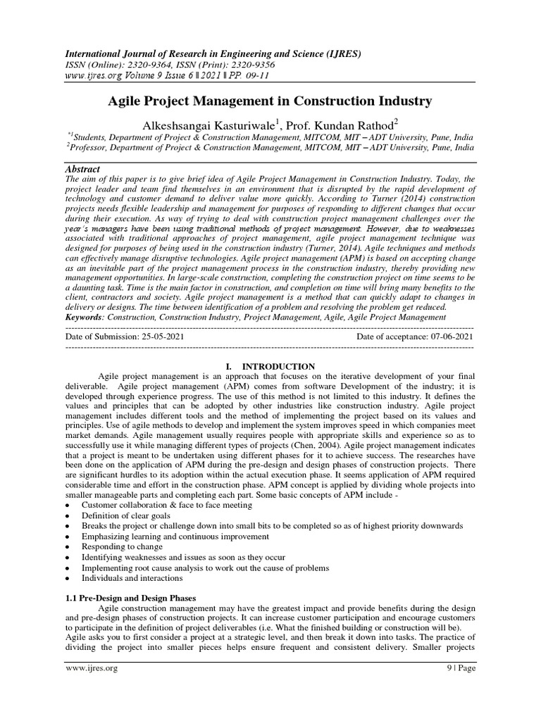 Agile Project Management in Construction Industry | PDF | Scrum ...