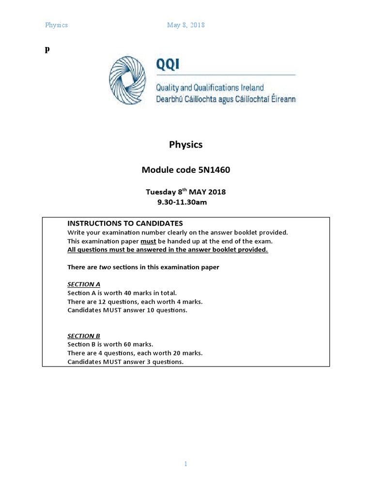 Physics Exam 2018 Pdf Radioactive Decay Collision