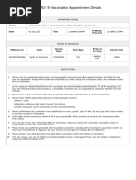 COVID-19 Vaccination Appointment Details: Center Preferred Time Slot