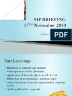 Sip Briefing 17 November 2010: Class of 2012 Auditorium 1700 Hours