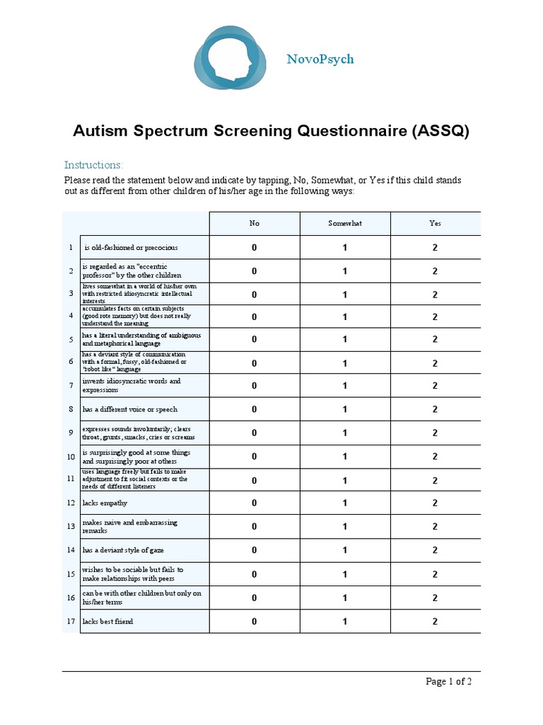 Autism-Spectrum-Screening-Questionnaire-assq-PDF (1) N | PDF | Asperger ...