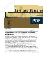 The Indolence of The Filipinos: Summary and Analysis