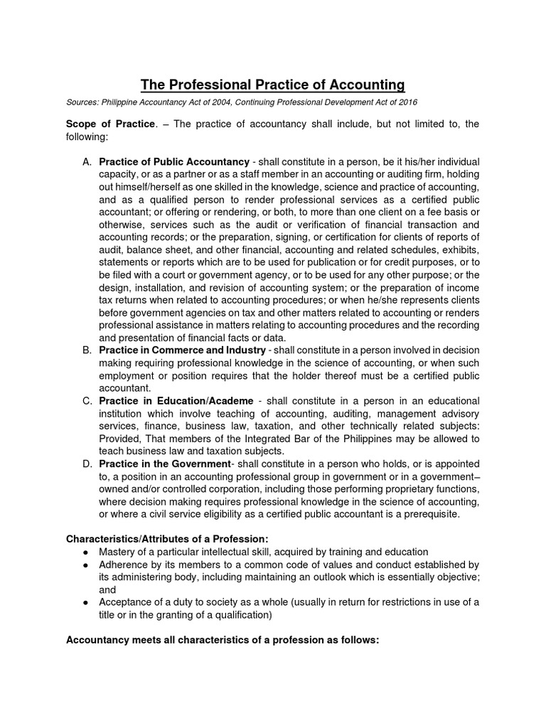 Scope of Accountancy Practice in the Philippines | PDF | Certified ...