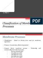 Unit I: Classification of Membrane Processes