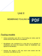 Unit II: Membrane Fouling Models