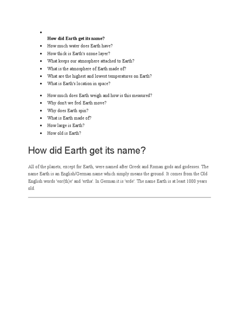 How Did Earth Get Its Name PDF